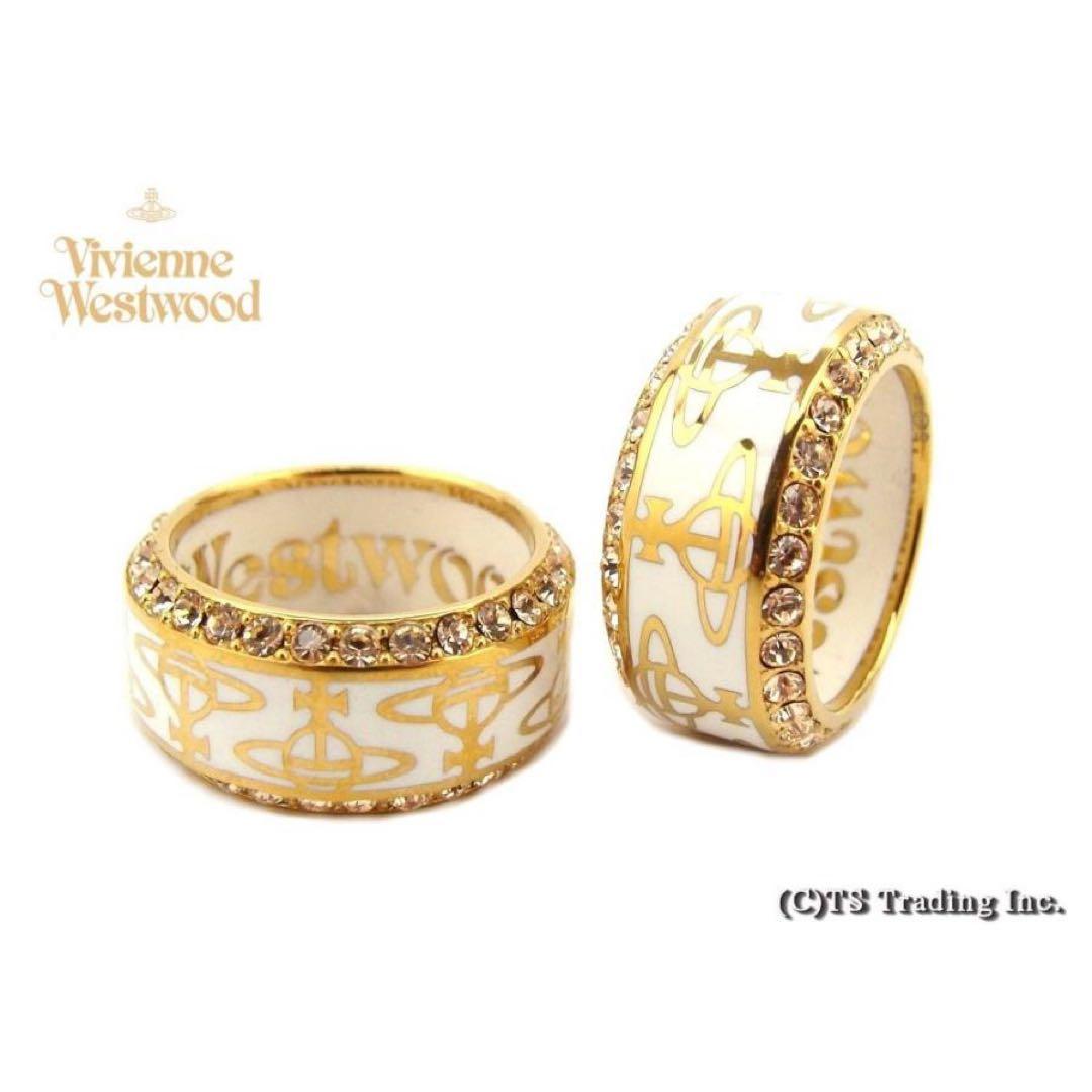 ヴィヴィアンウエストウッド オーブリング ホワイト×ゴールド