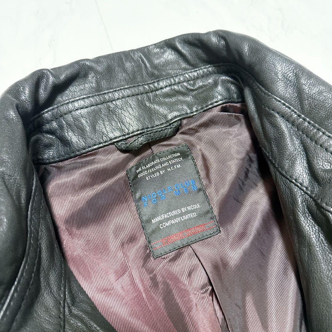 ニコルクラブフォーメン ゴートレザー レザージャケット 黒46