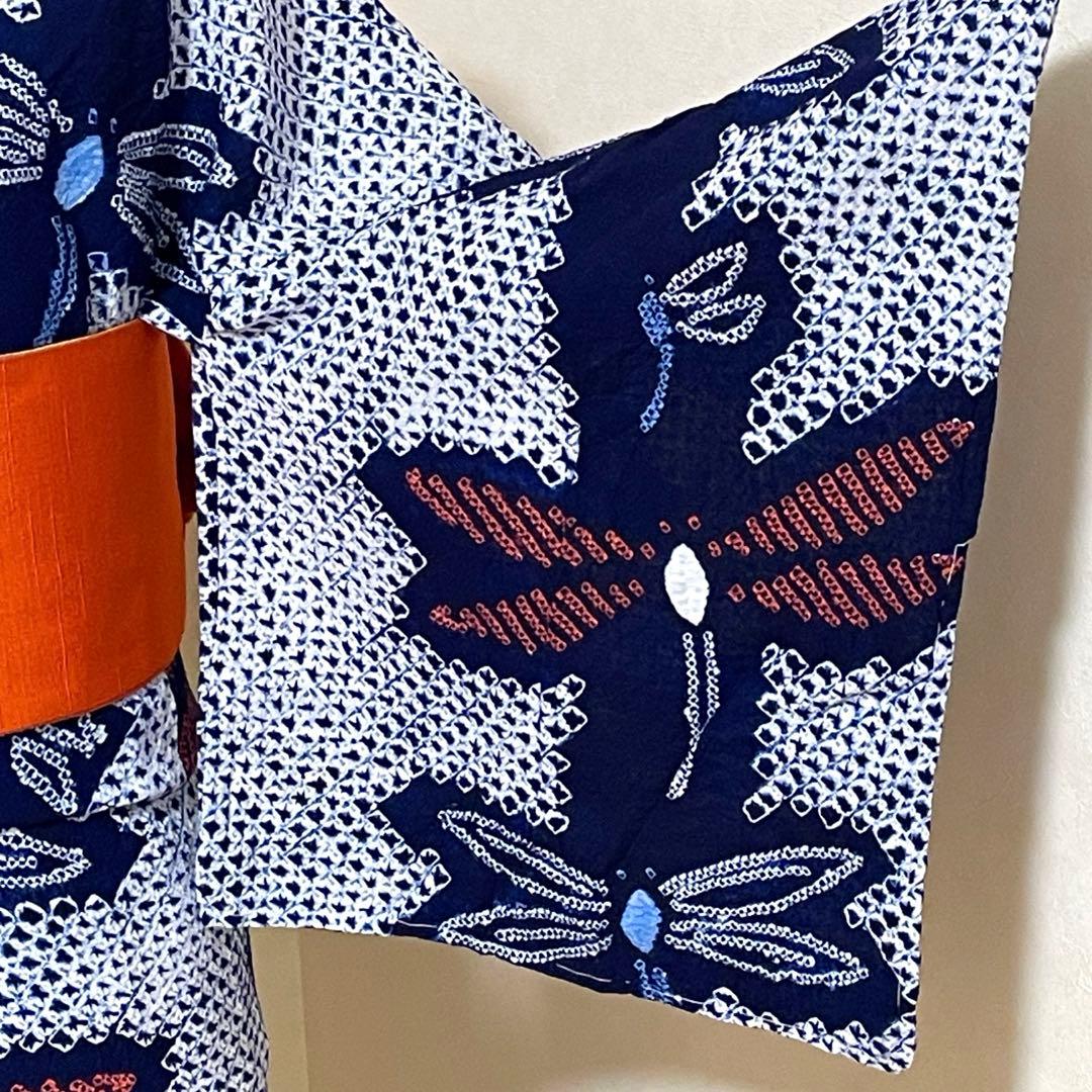 有松絞り　浴衣単品❤︎値下げ❗️かわいいトンボ柄　身丈160㎝　帯の追加も可能