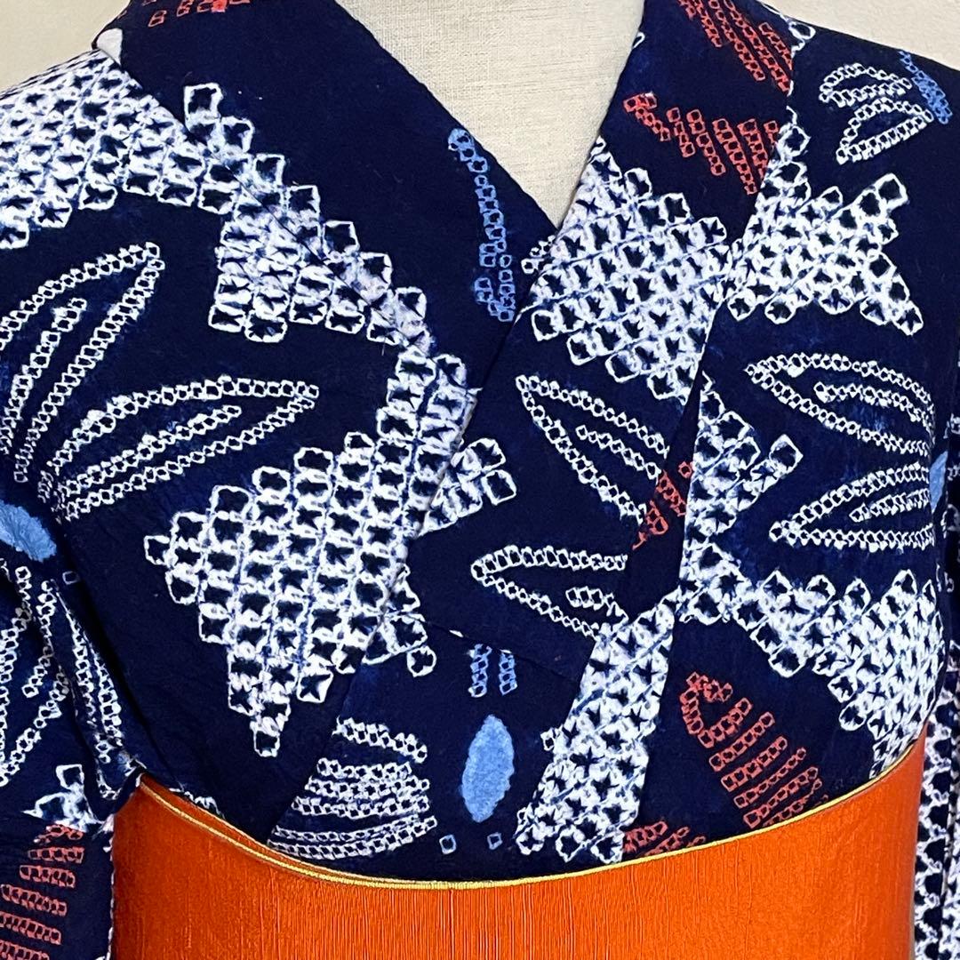 有松絞り　浴衣単品❤︎値下げ❗️かわいいトンボ柄　身丈160㎝　帯の追加も可能