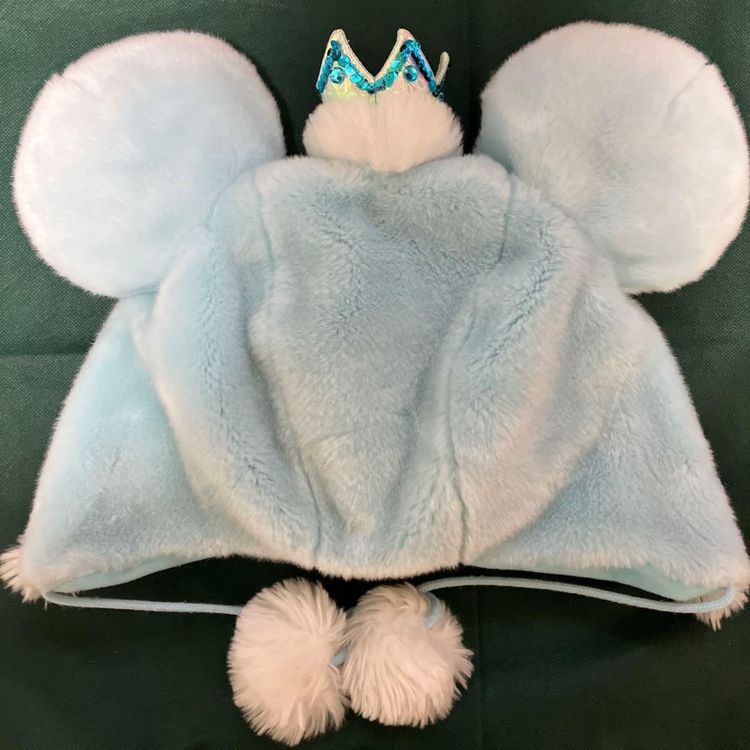 ディズニー　ファンキャップ　水色　王冠　ビジュー　ミッキー　ミニー　ポンポン