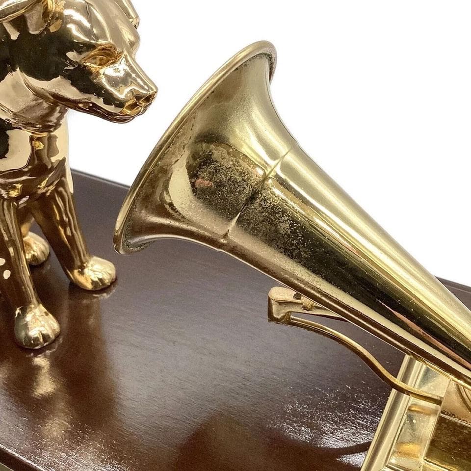 VICTOR ニッパー犬 ゴールド 蓄音機 創立50周年 置物　ガラスケース付き