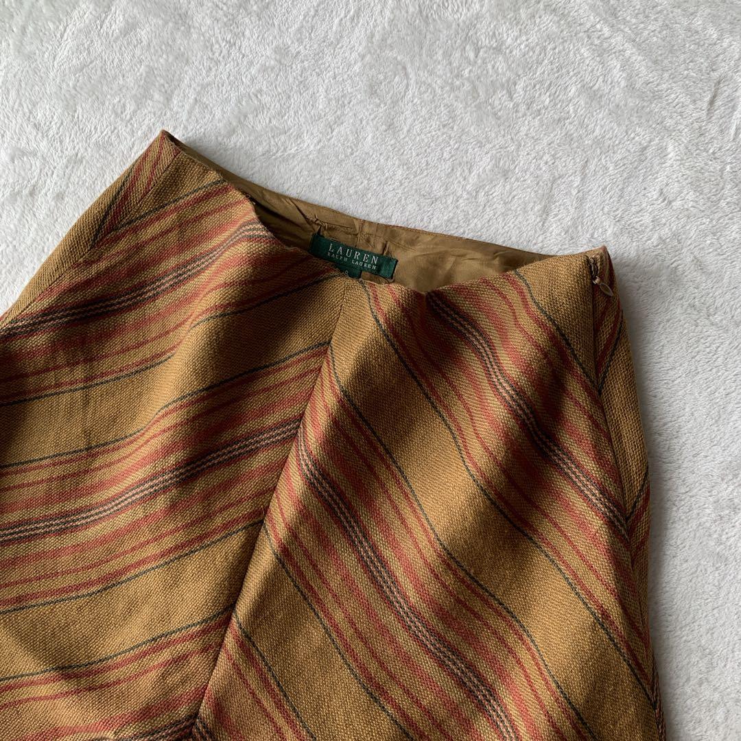 希少 RALPH LAUREN ラルフローレン リネン ストライプ スカート