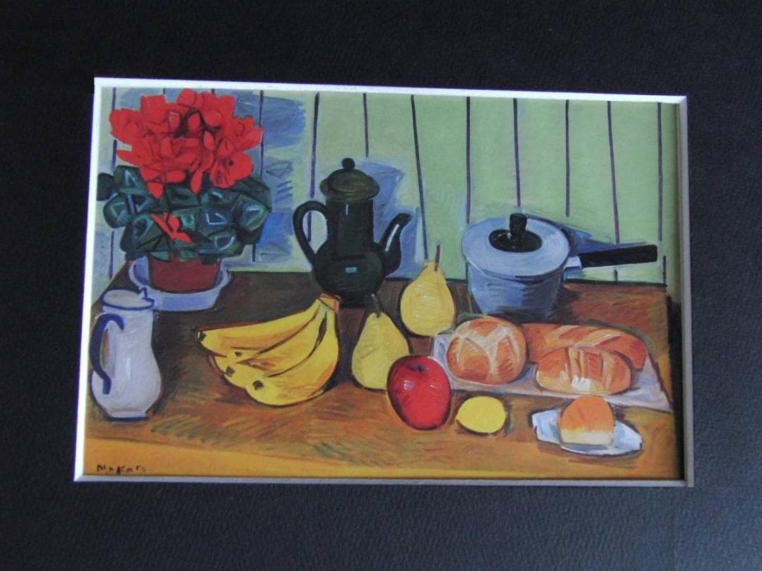 加藤正信、【パンと果物、シクラメン】、希少な額装用画集より