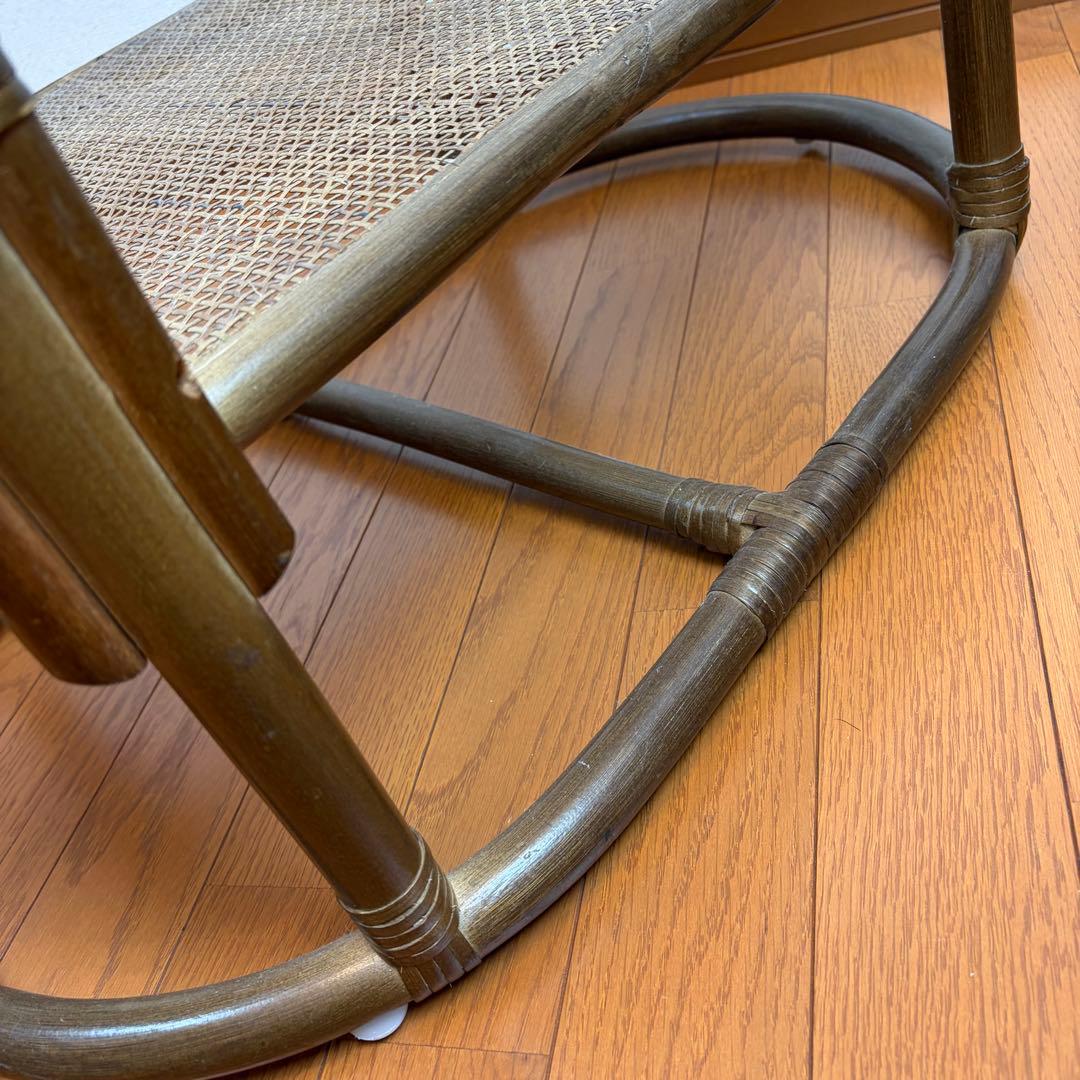 送料無料 ラタン製ガラス天板サイドテーブル アンティーク ヴィンテージ 天然木