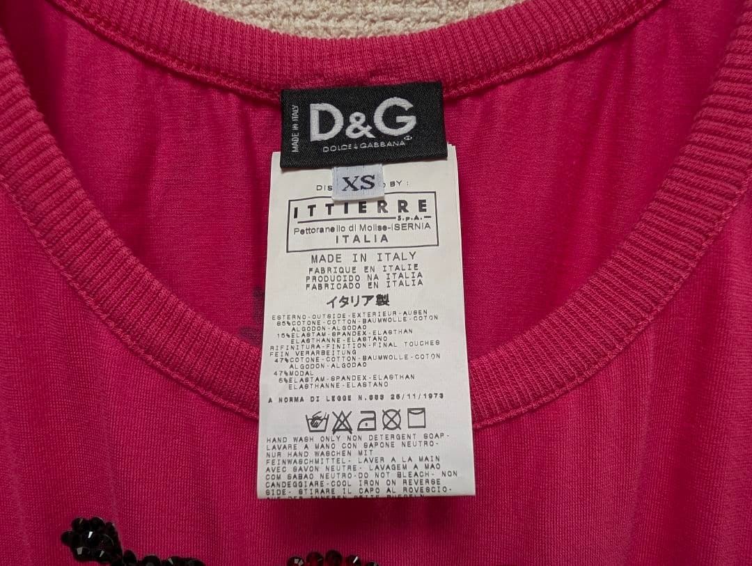 D&G ドルチェ&ガッバーナ ラインストーン タンクトップ XS ピンク
