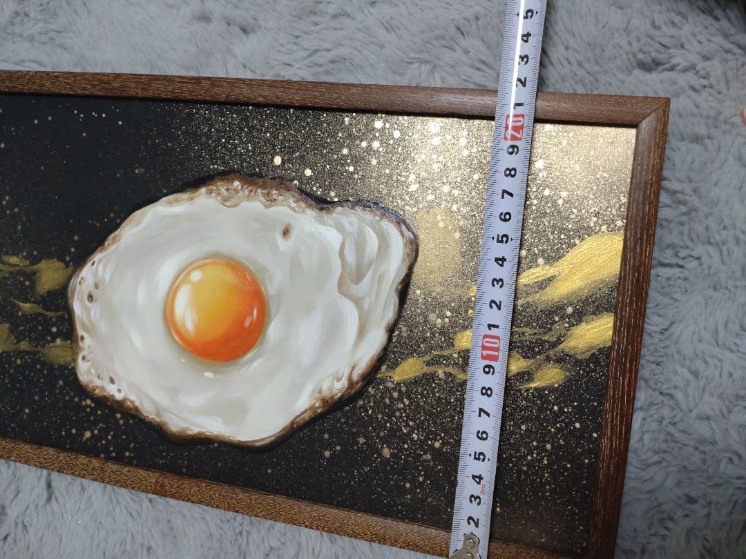 卵の油絵【コスモ・エッグ】1点物の原画◆作者サイン入り/額縁付属