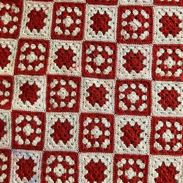 ヴィンテージ レトロ モチーフ編み ブランケット グラニー かぎ編み