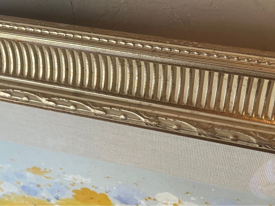 あき 星＊平山講平 花瓶の黄花図 油絵 インテリア額縁 F20 直筆サイン