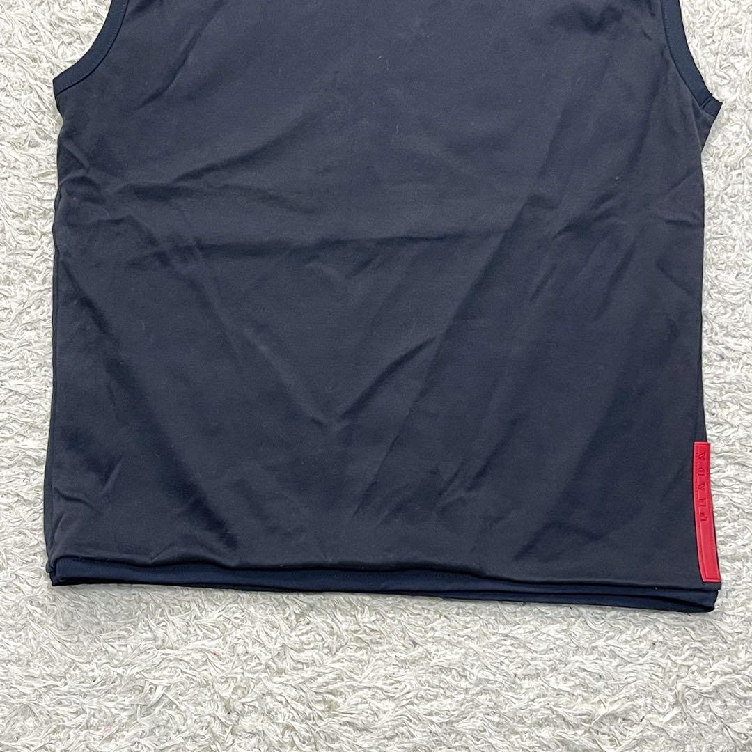 極美品　プラダスポーツ　ノースリーブ　Tシャツ　コットン100%　メッシュ　黒色
