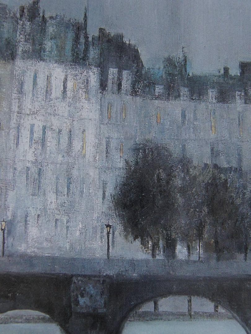 長濱伶子、【暮れゆくセーヌ】、希少な額装用画集より、新品額装付