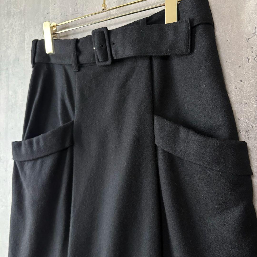 ワイズ Y's ウールナイロンフレアスカート 黒 ベルトデザイン　状態◎