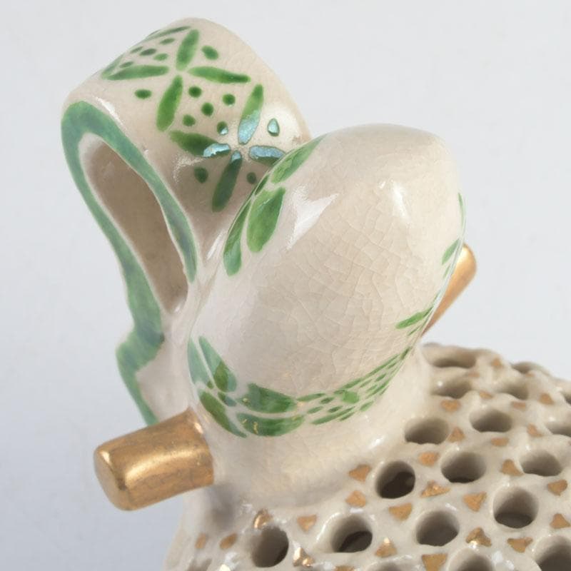 茶道具　九谷焼　九谷峯久　園江久雄作　仁清写　冠　香炉　共箱　V　9422