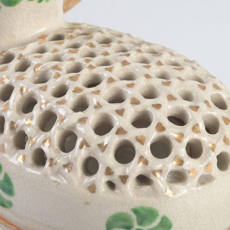 茶道具　九谷焼　九谷峯久　園江久雄作　仁清写　冠　香炉　共箱　V　9422