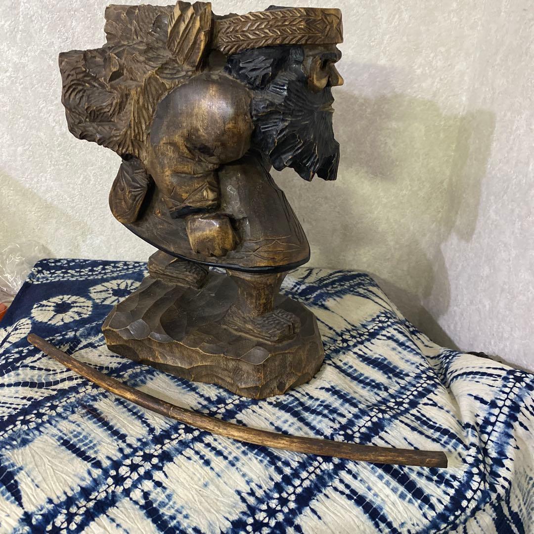 木彫　アイヌ　カムイセイクル　民芸　木彫熊