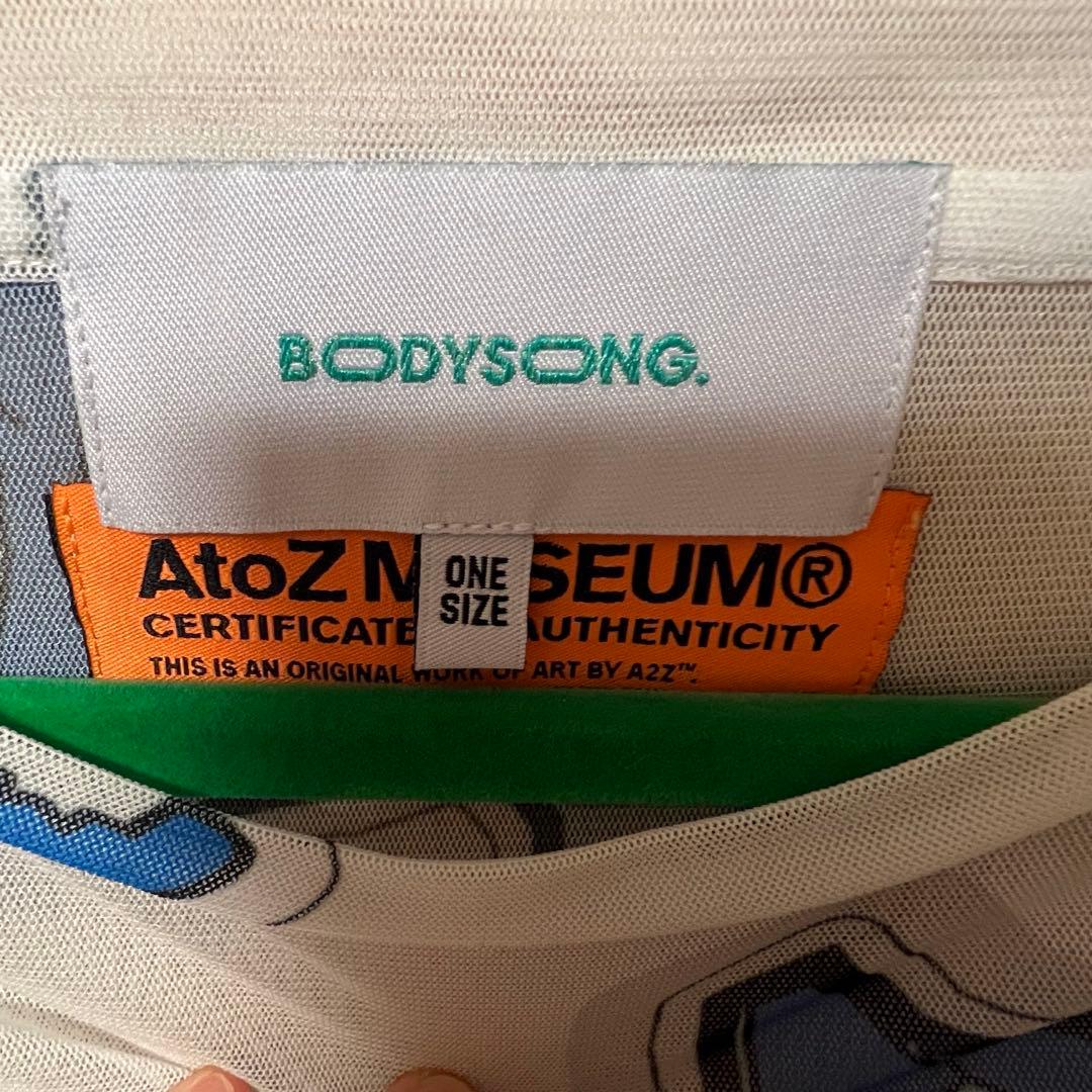 トップス BODYSONG. LSTEE/MESH/FLOCKING/ATOZ WHITE