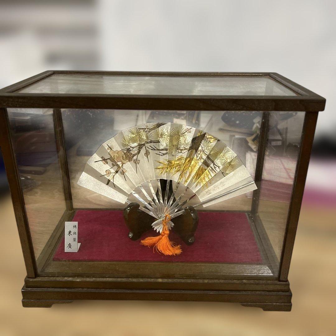 217 純銀製　扇子額飾り