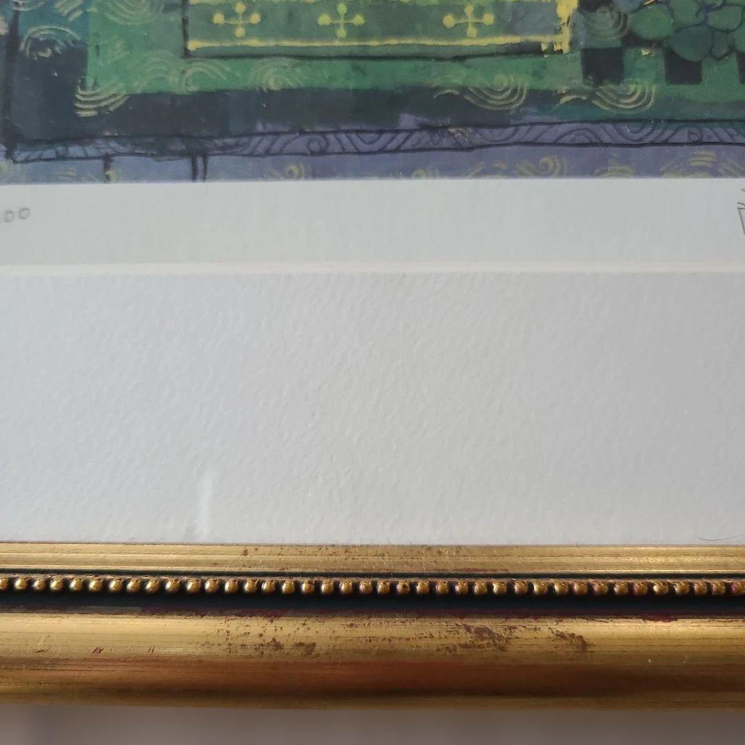 早川義孝 版画「緑いときの中で」 ダイヤモンドスクリーニング 額装