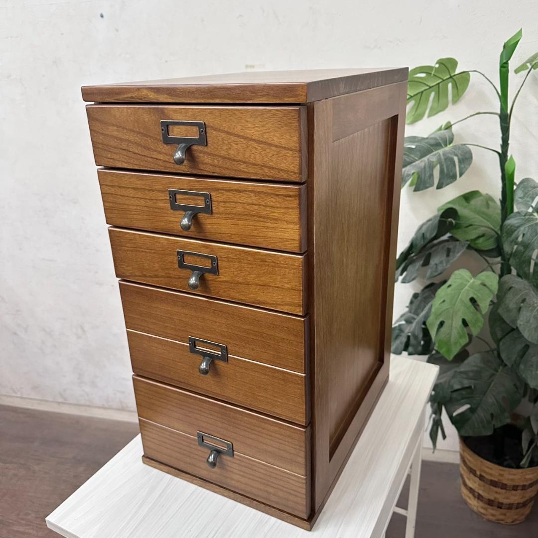 訳あり　桐製　 隙間ラック　箪笥　整理タンス　書類チェスト　5段　収納