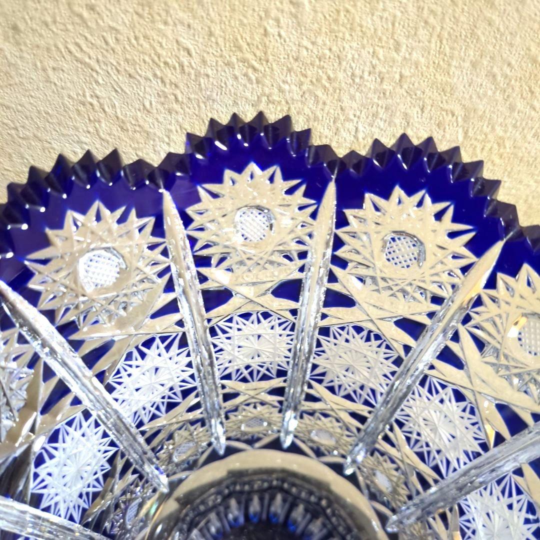 コバルトブルー ハンガリークリスタル 大型花瓶 花器