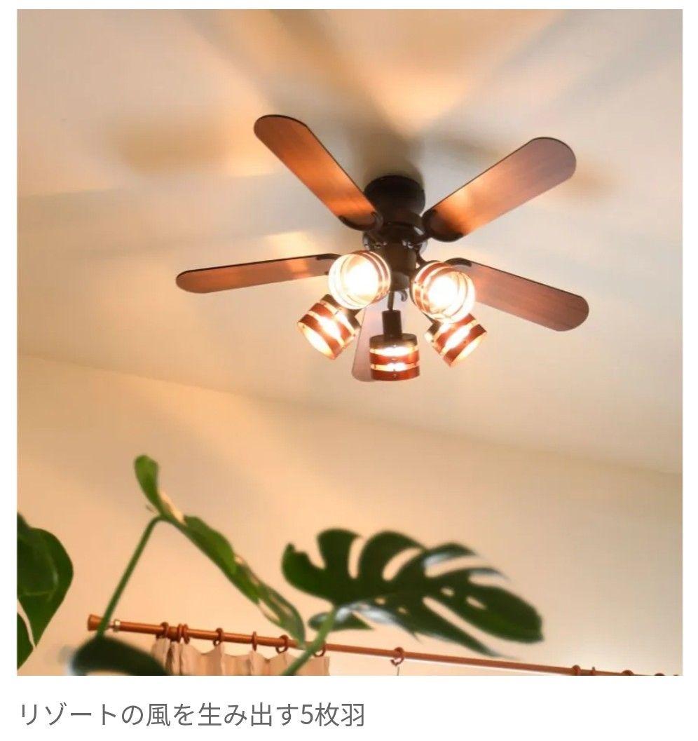 LOWYA [5灯] シーリングファンライト リバーシブル リモコン付き