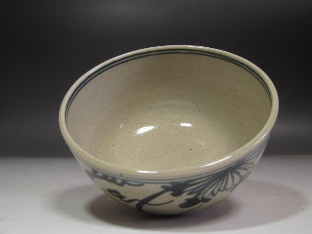 【セール】☆膳所焼安南写唐草茶碗　裏千家　十四代　淡々斎の花押☆y242