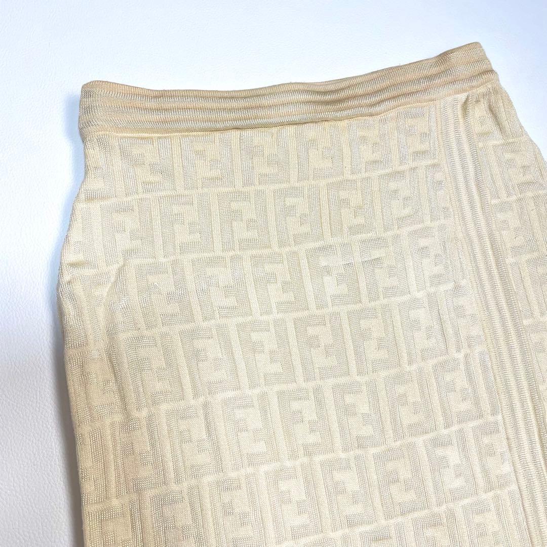 FENDI フェンディ ニット スカート ズッカ柄 総柄 ベージュ 40サイズ