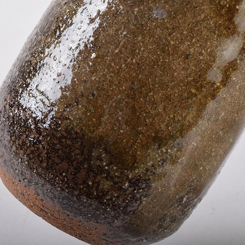 茶道具　鶴田純久作　青唐津　肩衝茶入　仕覆付　共箱　V　7902