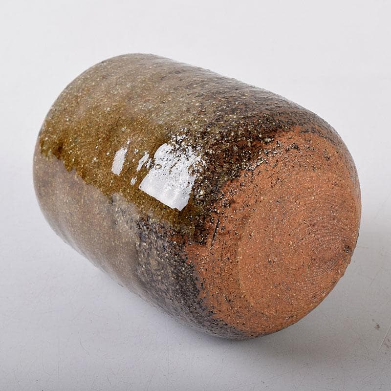 茶道具　鶴田純久作　青唐津　肩衝茶入　仕覆付　共箱　V　7902