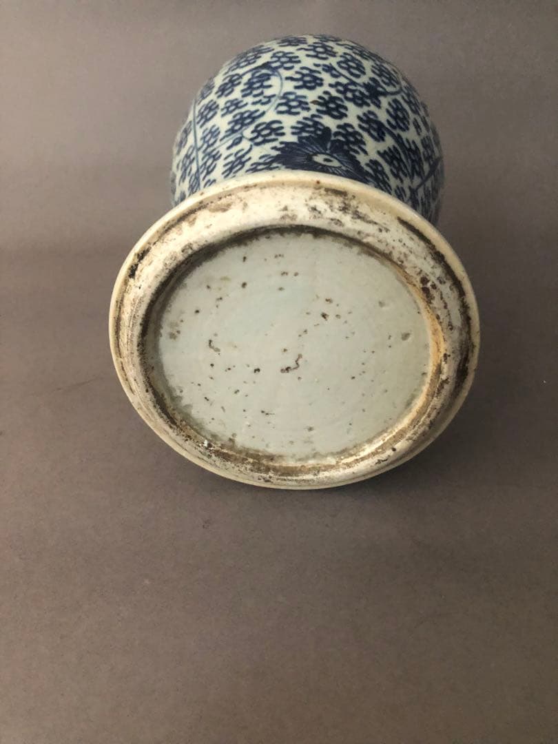 中国美術 清朝　花瓶青花 花文瓶 アンティーク 骨董　陶器