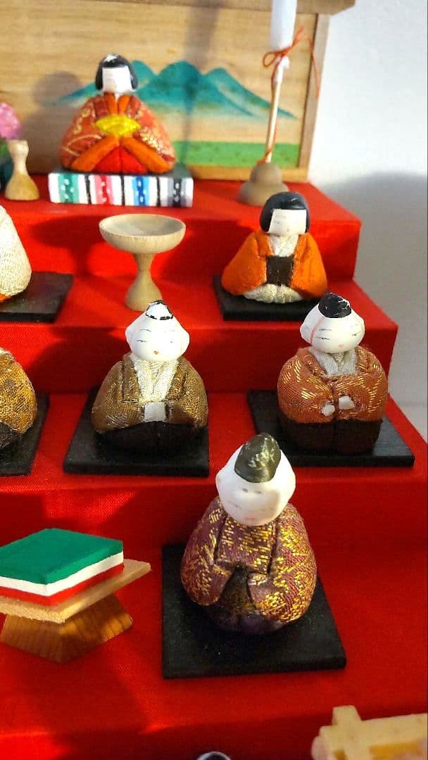 【昭和レトロ】風月雛　雛人形　豆雛　木目込み十五人飾り