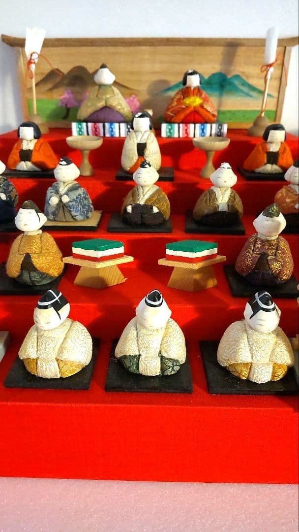 【昭和レトロ】風月雛　雛人形　豆雛　木目込み十五人飾り