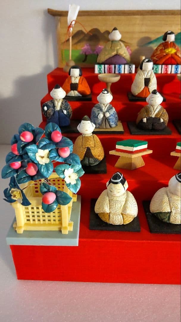 【昭和レトロ】風月雛　雛人形　豆雛　木目込み十五人飾り