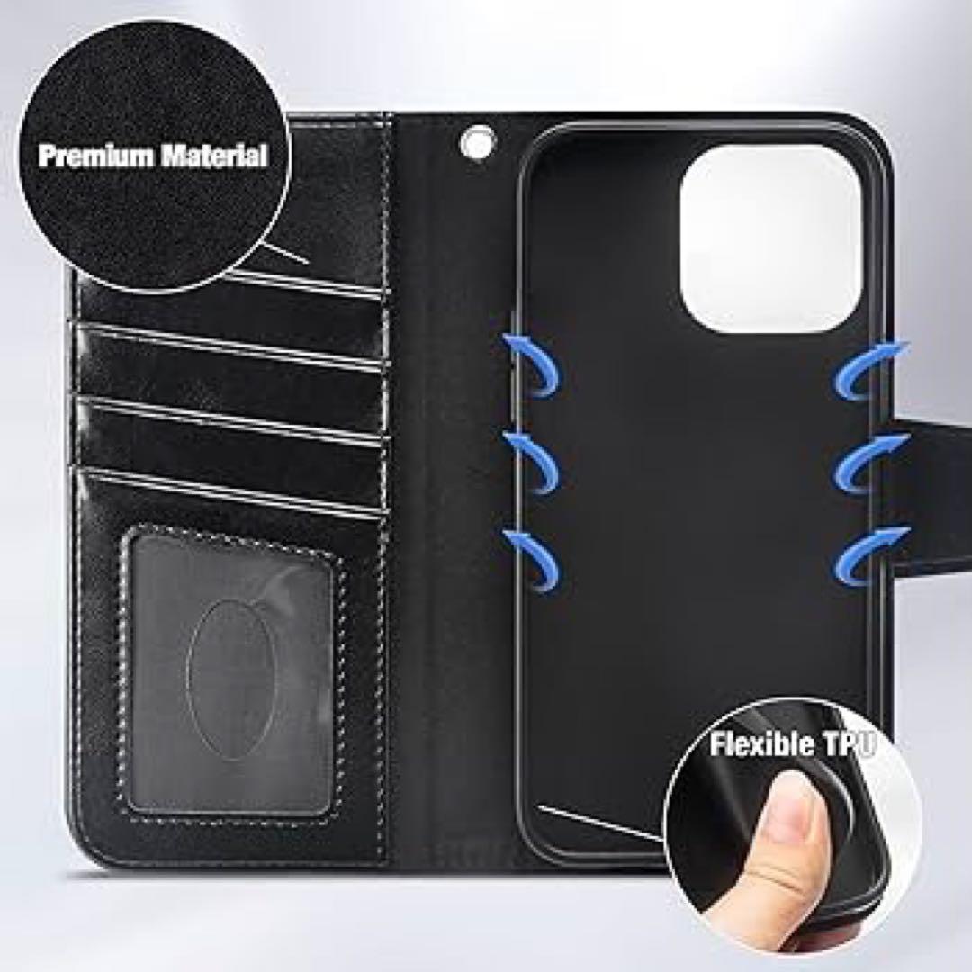 iPhone14 ProMax ケース 手帳 スマホ ブラック 財布