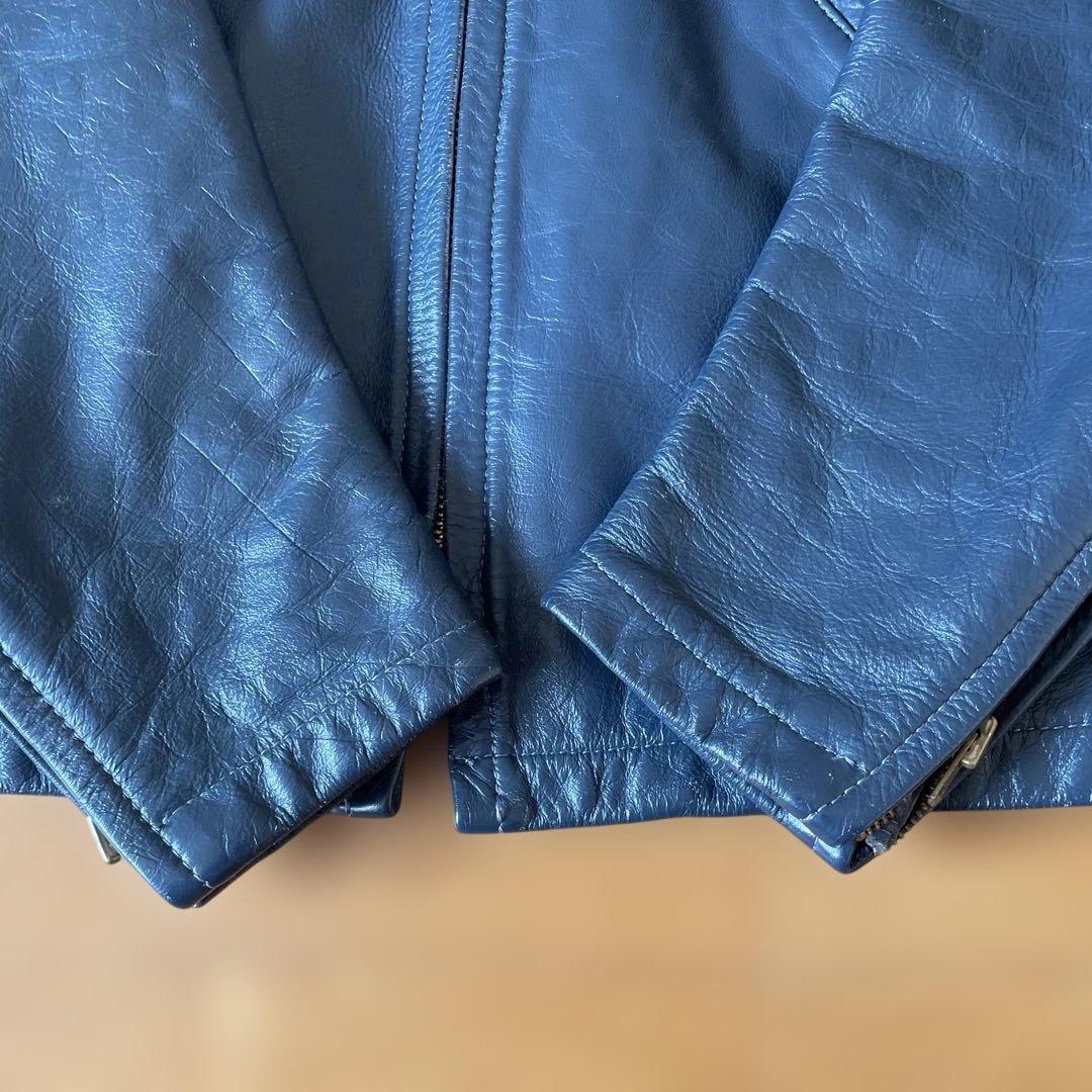 70s bates シングルレザージャケット　ブルーグレー