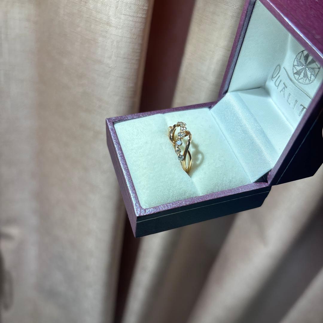 ダイヤ7石付きK18ピンクゴールドリング 11号 美品