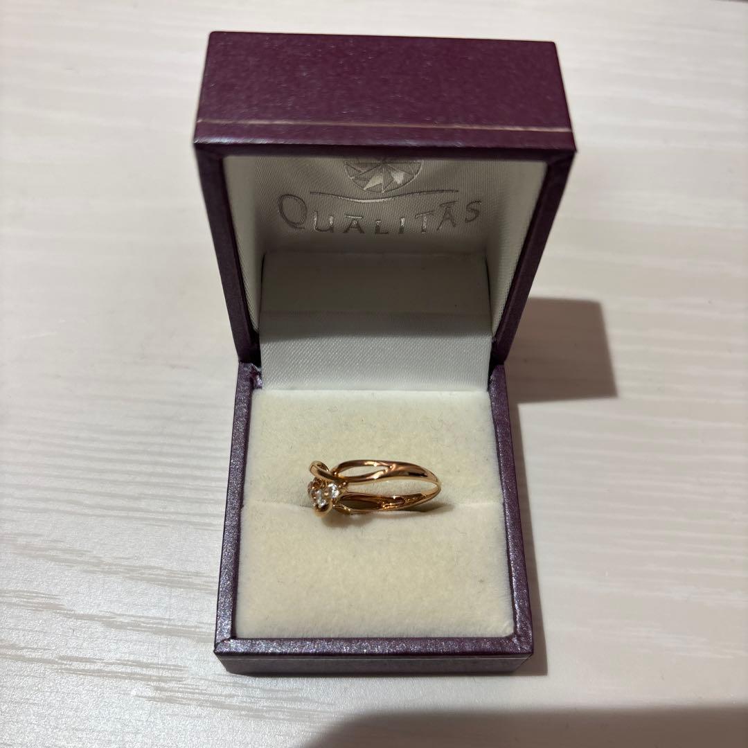 ダイヤ7石付きK18ピンクゴールドリング 11号 美品