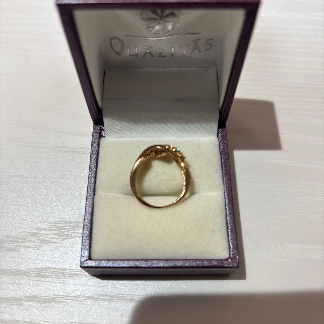 ダイヤ7石付きK18ピンクゴールドリング 11号 美品