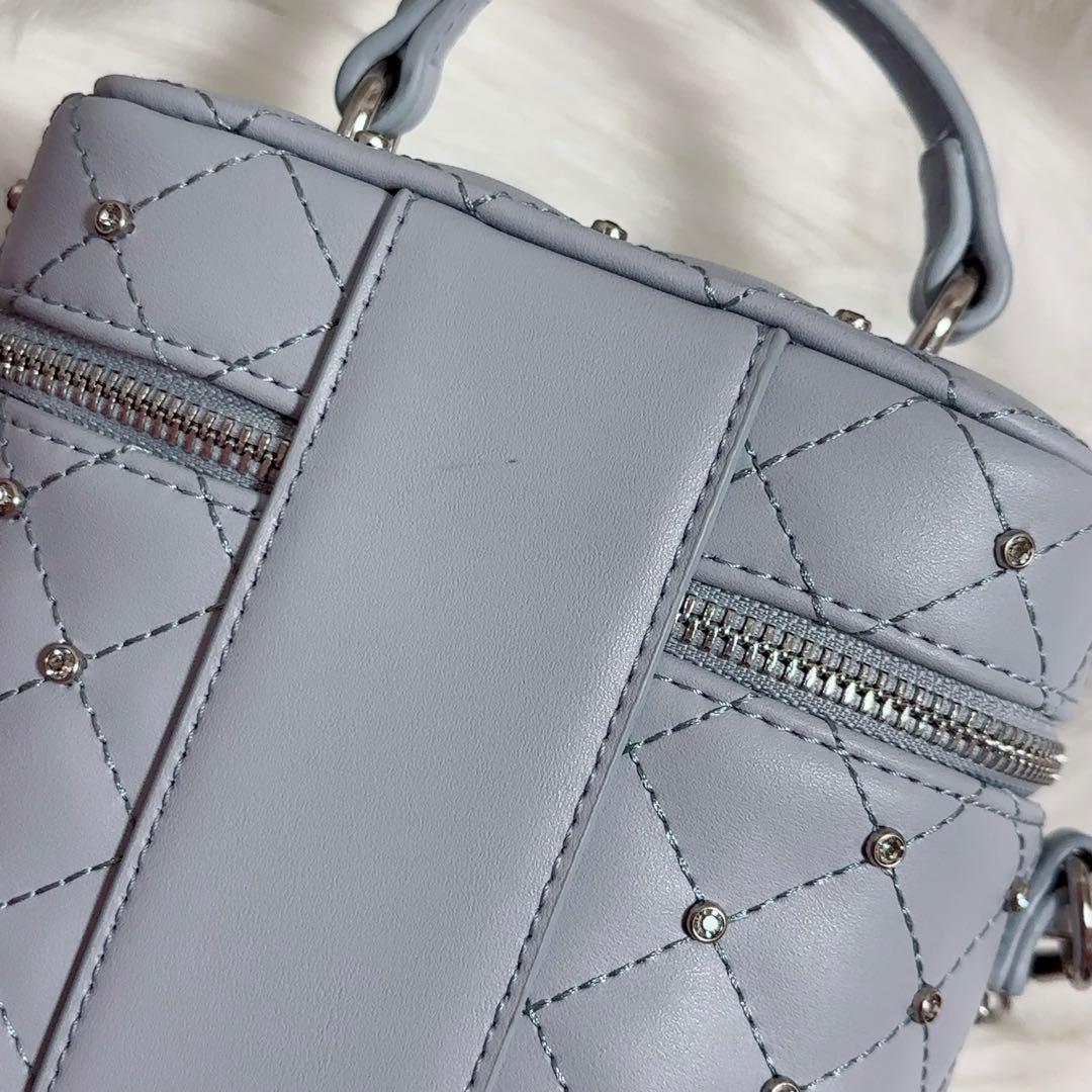 キルティングビジュースクエアミニバッグ sax