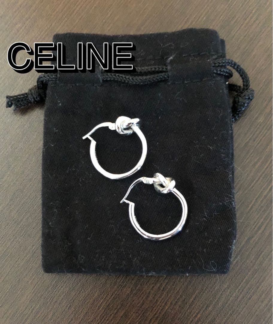 【CELINE】セリーヌ ノットスモールフープ ピアス♦︎シルバー
