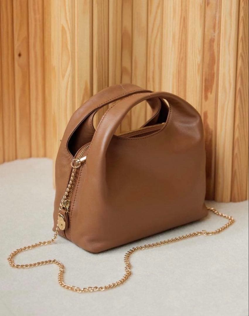 (美品)レイヤーチェーンバッグ(PT-227) ジェムイル　キャメルgemeil