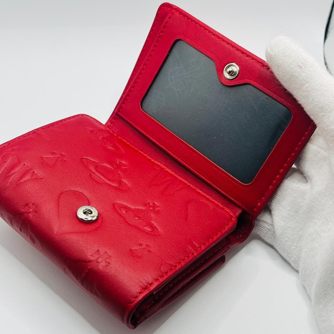 Vivienne Westwood 特価 折財布 レッド 赤 型押し がま口定番