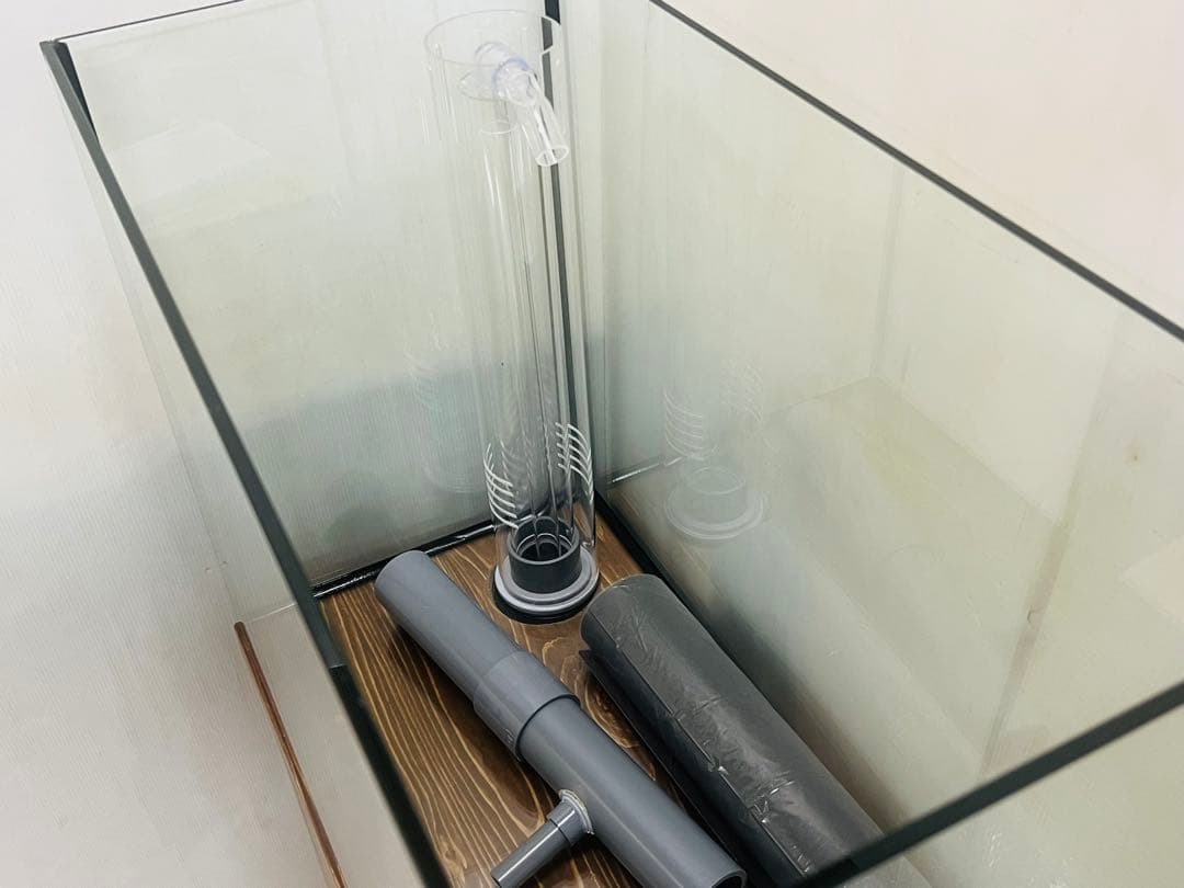600×300×450オールガラスオーバーフロー水槽セット　ブラックシリコン
