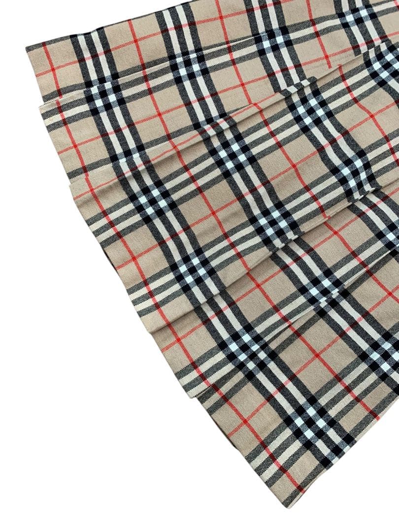 バーバリー　スカート　プリーツ　膝下　ノバチェック　ベージュ　毛100%