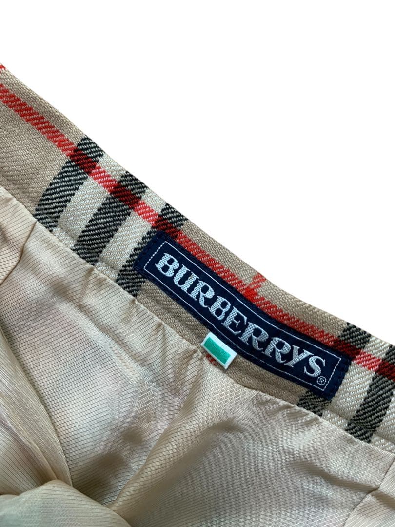 バーバリー　スカート　プリーツ　膝下　ノバチェック　ベージュ　毛100%