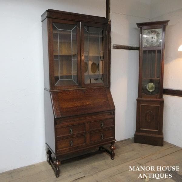 イギリス アンティーク 家具 ビューローブックケース デスク 本棚 6031e