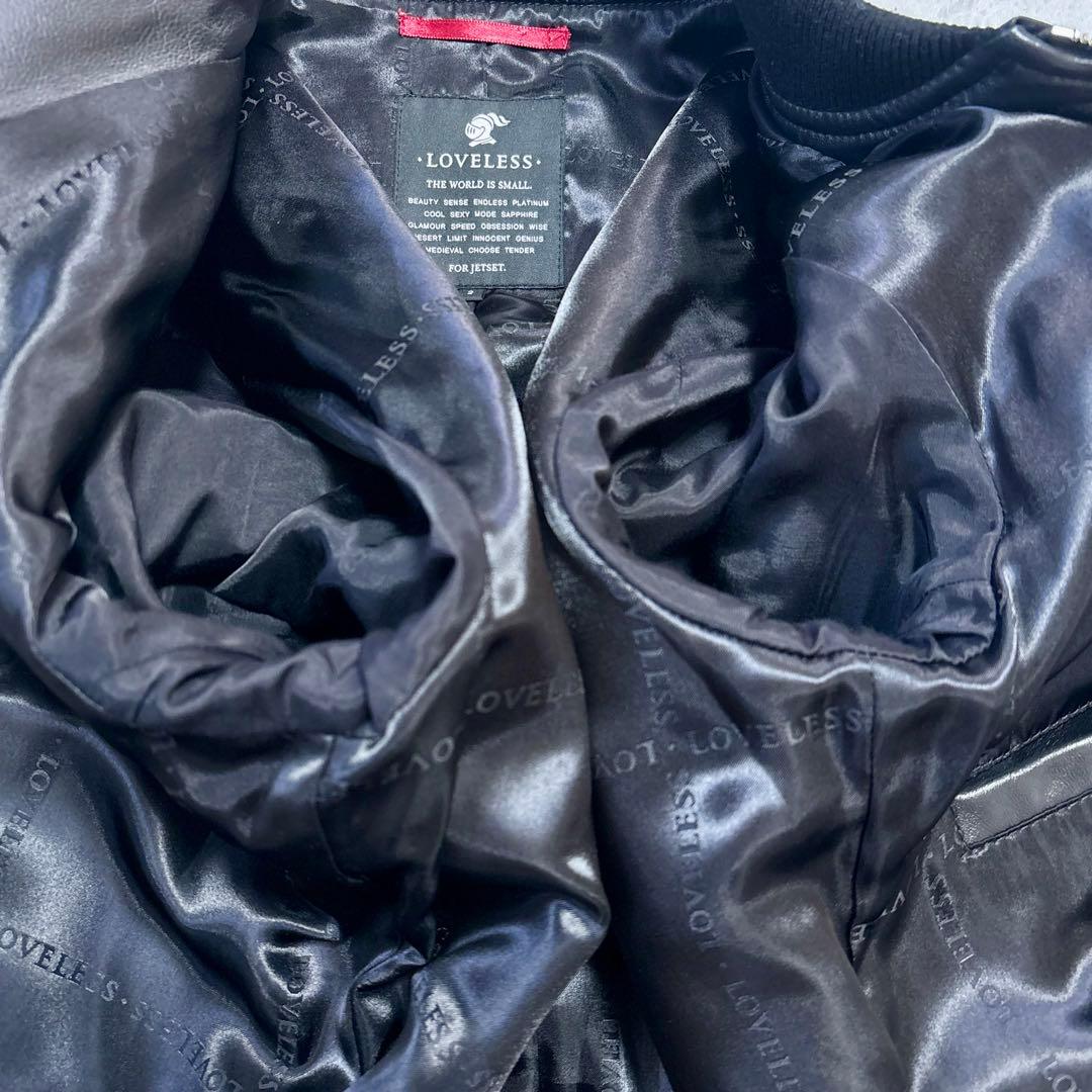 LOVELESS シングルライダース MA-1 羊革 スタッズ ブラック