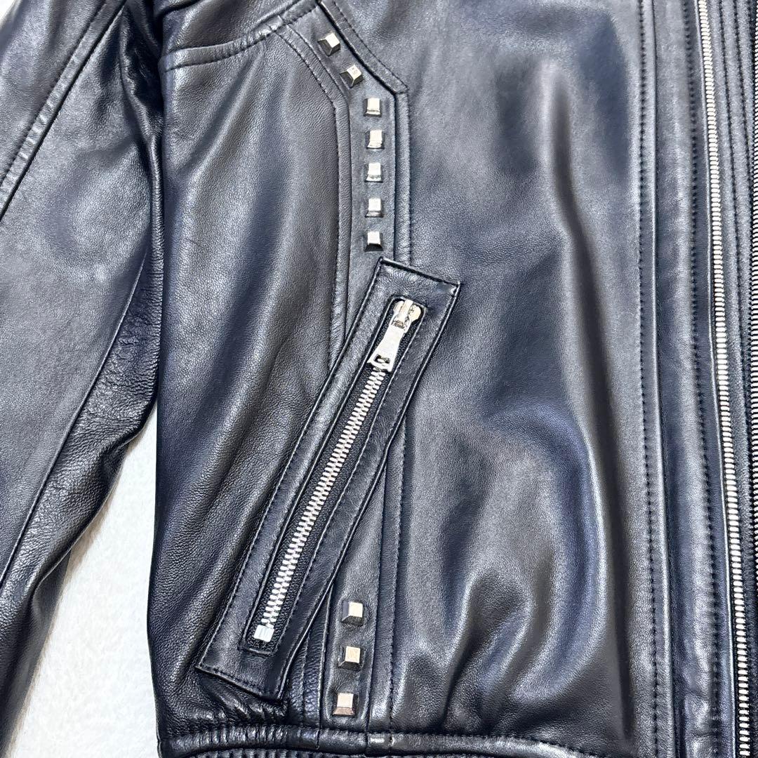 LOVELESS シングルライダース MA-1 羊革 スタッズ ブラック