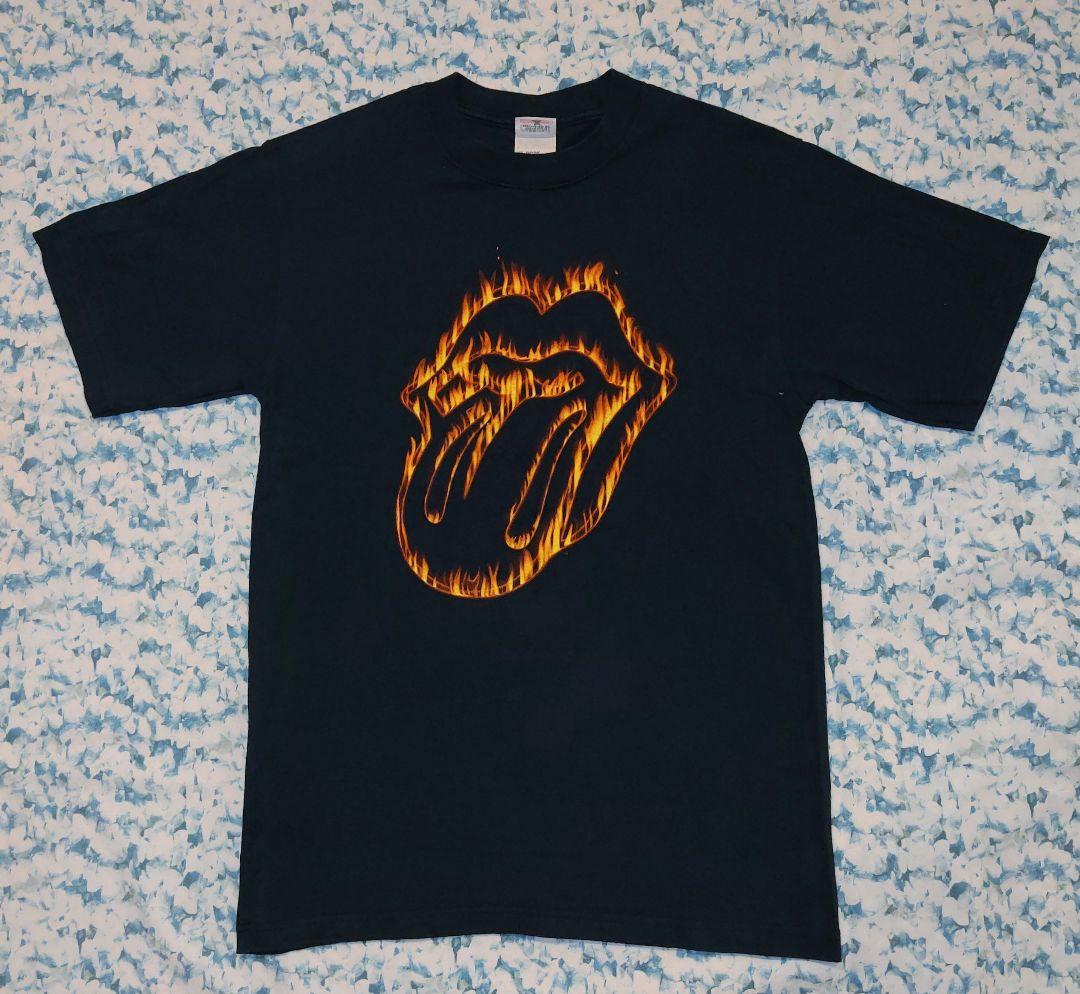 未使用品　ローリング・ストーンズ　ファイヤー·タン　リップ　Tシャツ　黒　S
