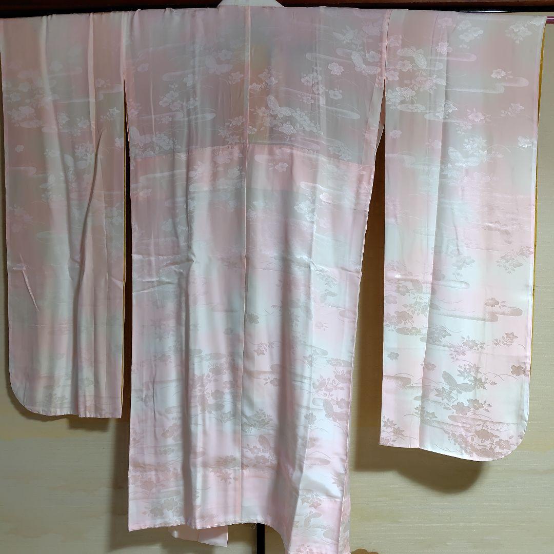 正絹 紅型調赤振袖＆長襦袢＆帯揚げ帯締めセット